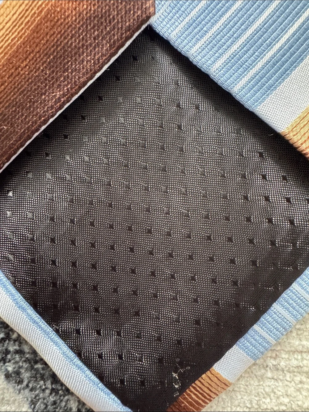 Geoffrey Beene Blue Brown Striped Silk Tie 4” Classic Wide Necktie